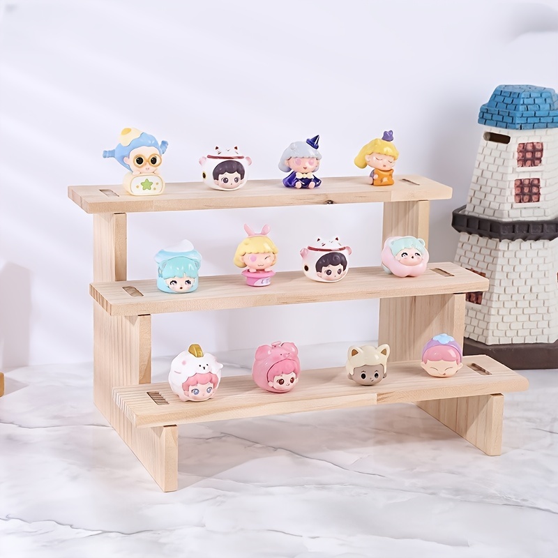 Desk Setup Wood - 1pc Solid Wood Ladder Display Stand,