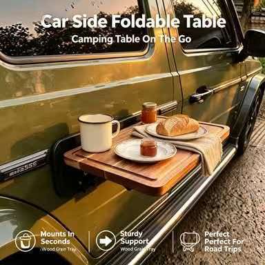 Desk Setup Wood - Outdoor Camping Picnic Car Side Foldable