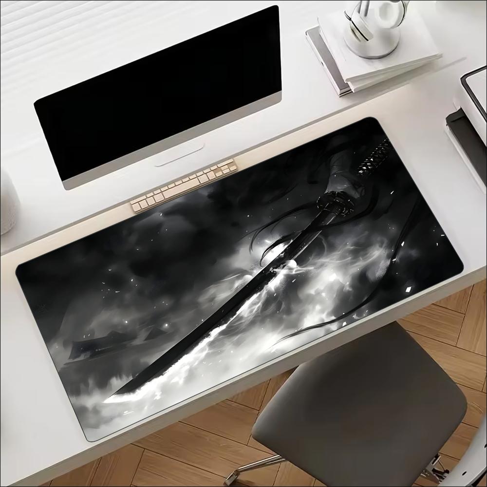 Desk Setup Gaming And Work - Desk Mat Japanese Samurai Katana Sword