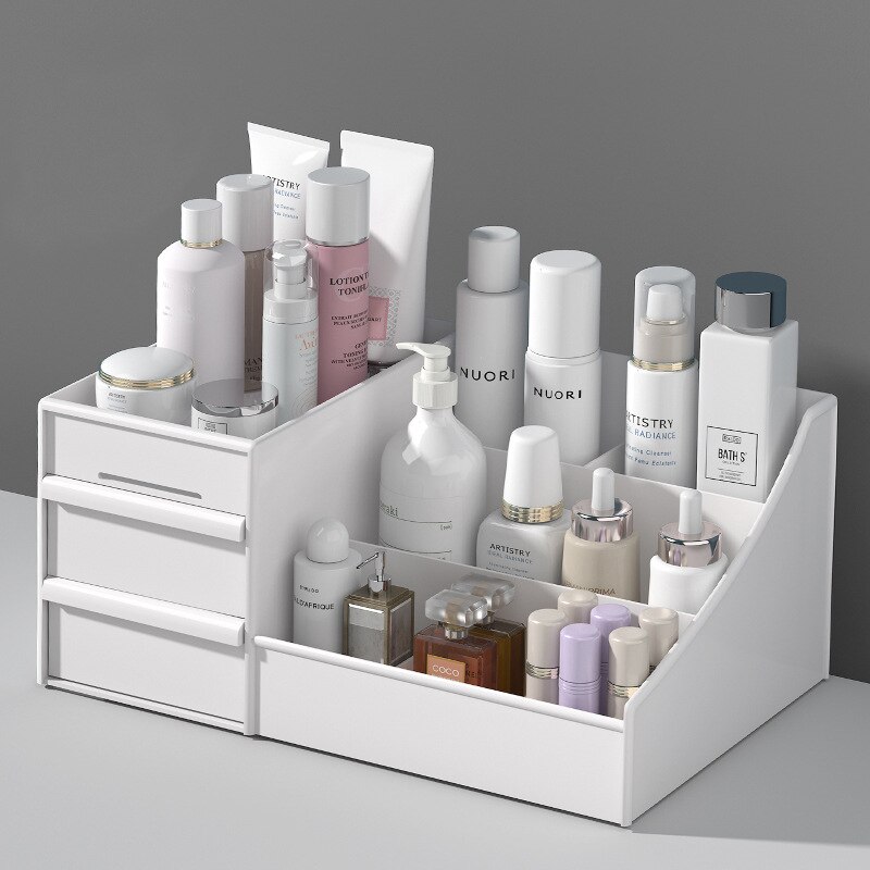 Desk Setup Shelf - 1PC White Plastic Makeup Storage Box