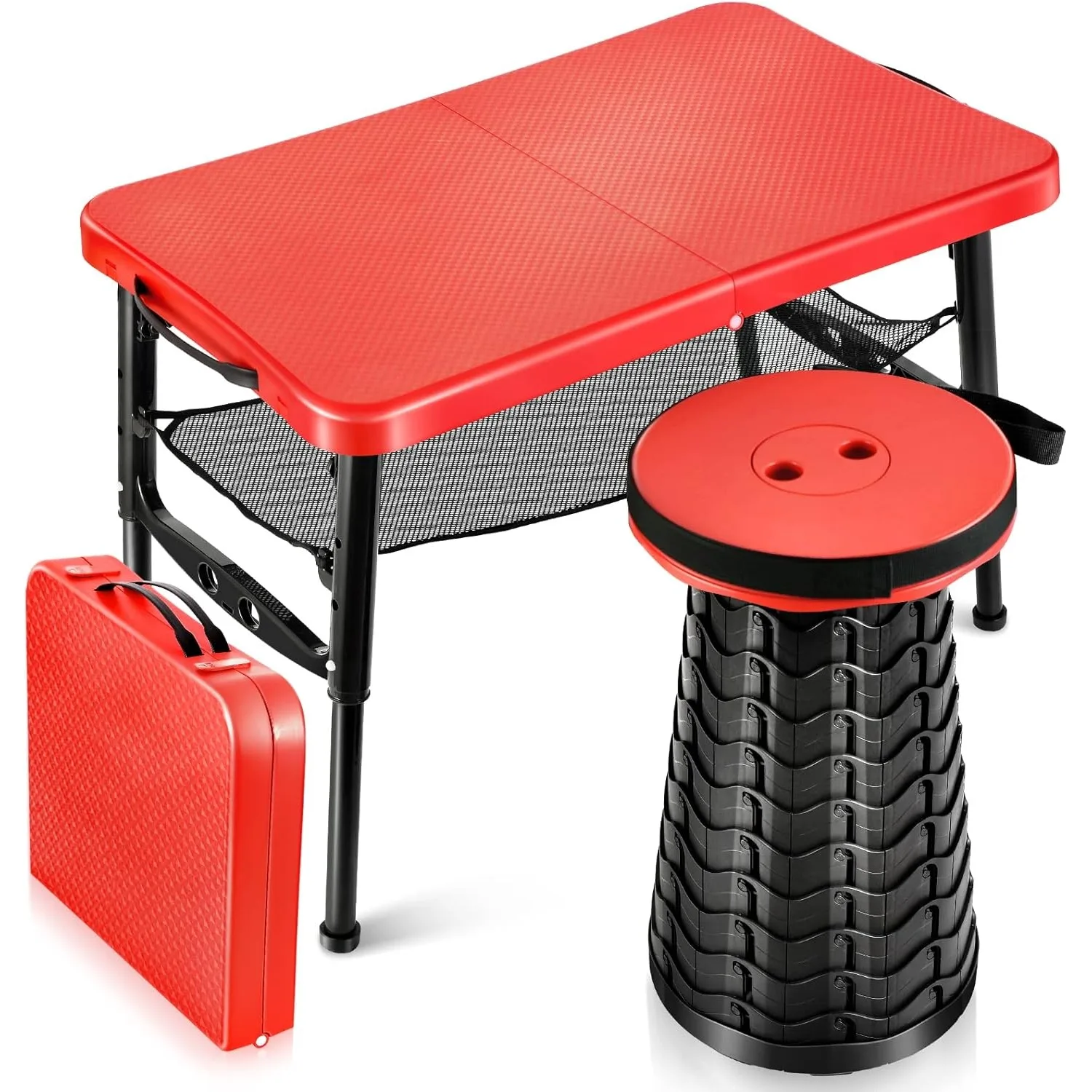 Desk Setup Maker - Retractable Folding Table & Stool Set