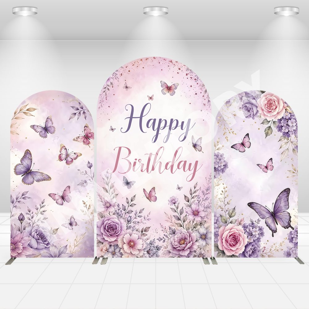 Desk Setup Background - 2-Sided Happy Birthday Arch Backdrop Cover