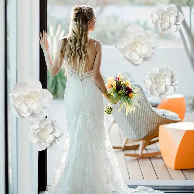 5 Packs of White Paper Flowers - Desk Setup Background review and price