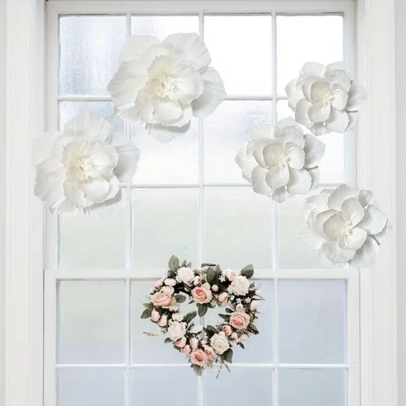 5 Packs of White Paper Flowers - Desk Setup Background review and price