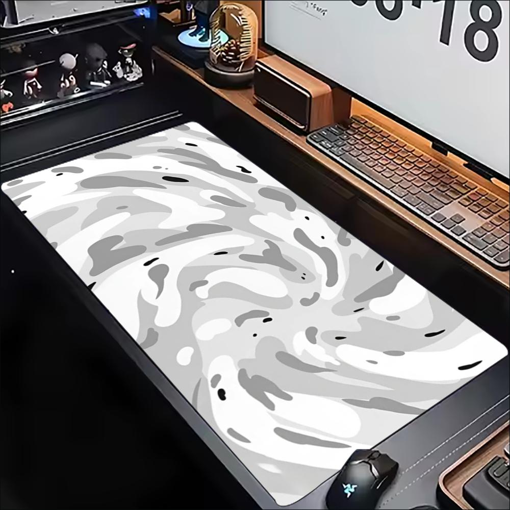 Desk Mat Grey White Topographi - Desk Setup Gaming And Work review and price