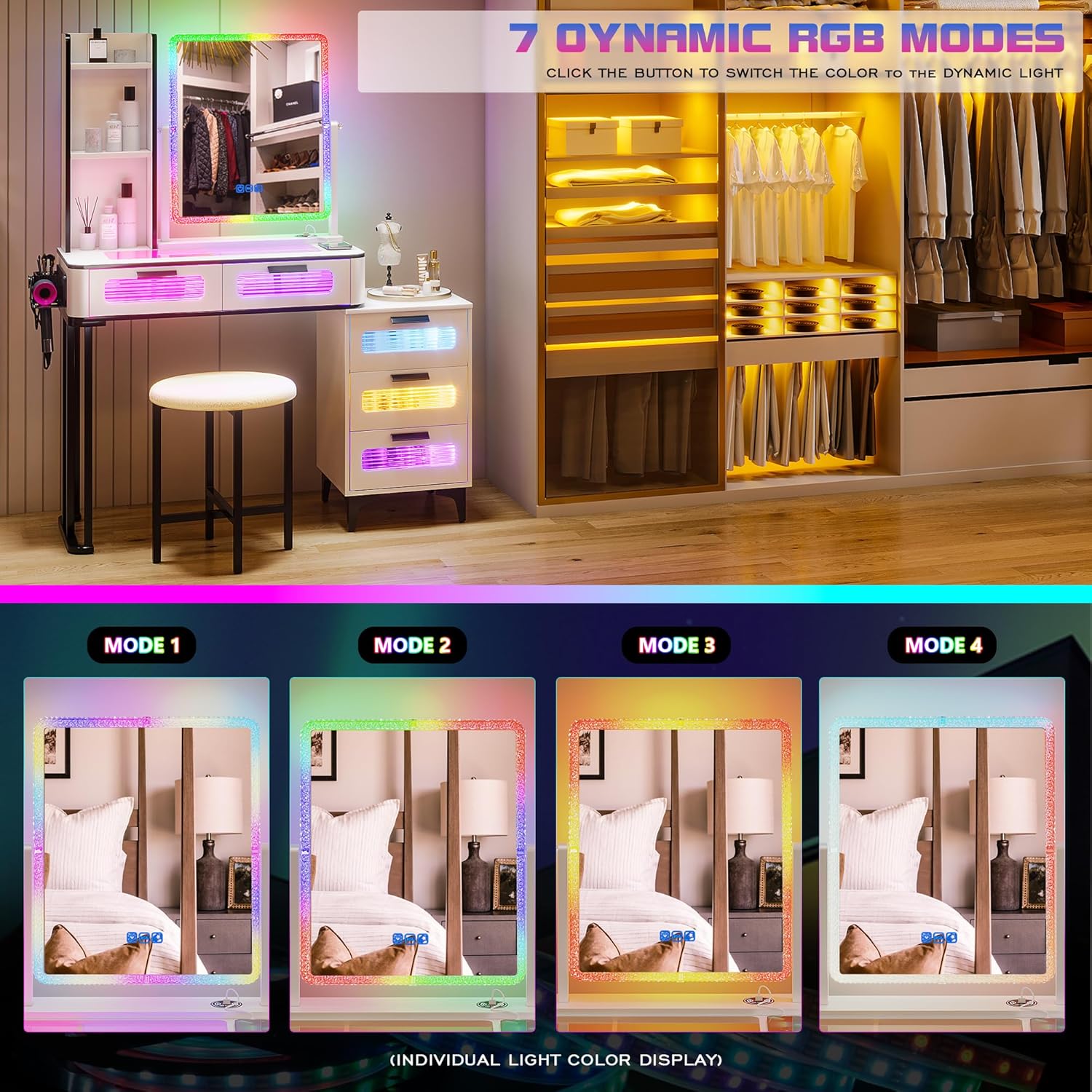 i*-RGB Makeup Vanity Desk with - Desk Setup Charging Station review and price