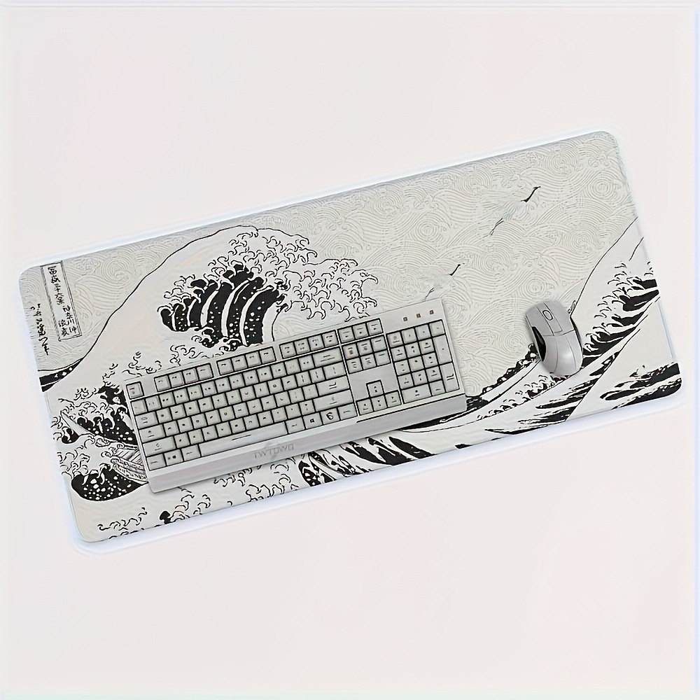Black White Wave Art XXL Desk  - Desk Setup Simple review and price