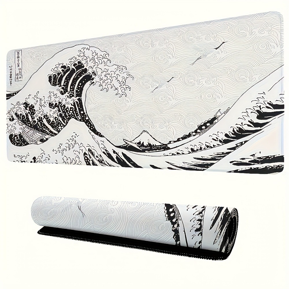 Black White Wave Art XXL Desk  - Desk Setup Simple review and price