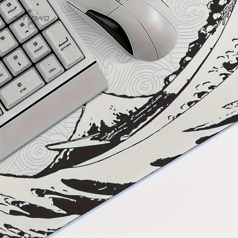 Black White Wave Art XXL Desk  - Desk Setup Simple review and price