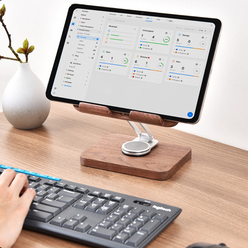 Black Walnut iPad Stand with 3 - Desk Setup With Ipad review and price