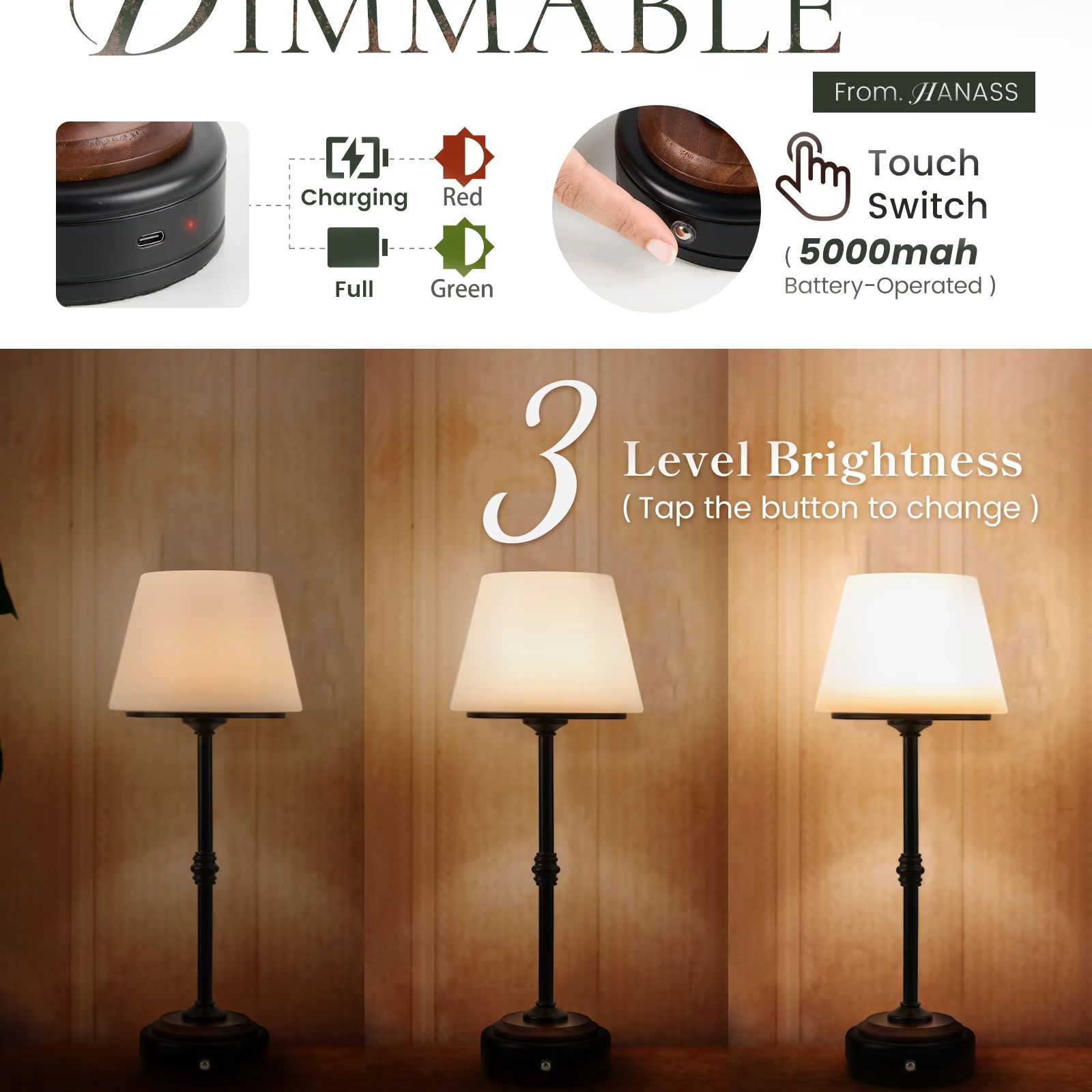 Cordless Table Lamps Set of  5 - Desk Room Setup review and price