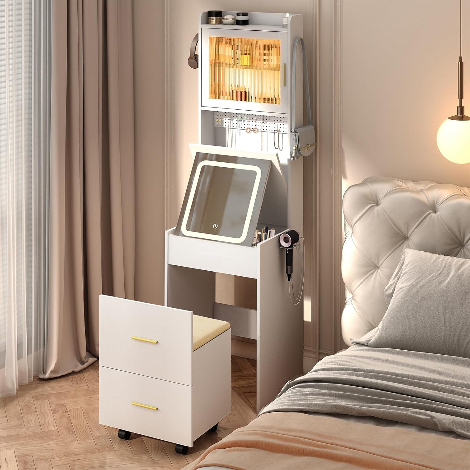 3 in 1 Vanity Desk with Fold-u - Desk Setup Charging Station review and price