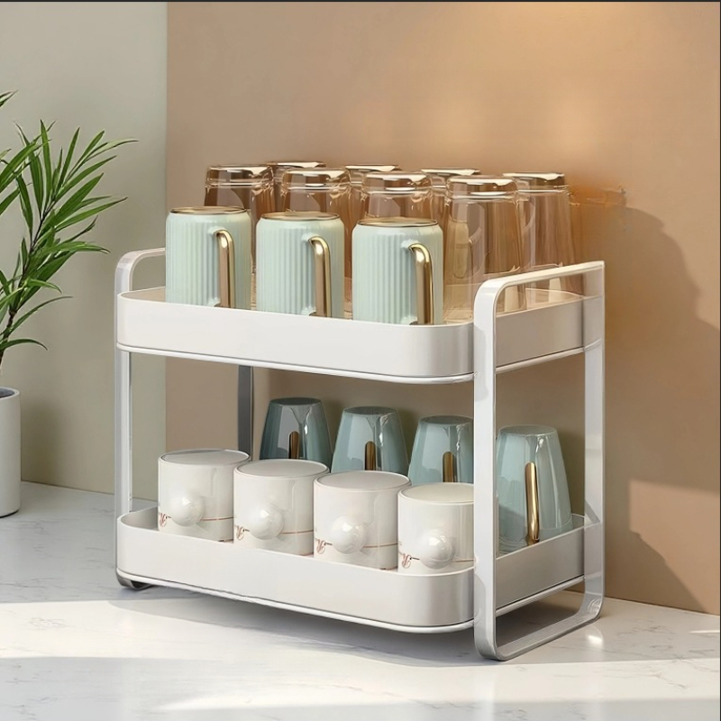 2 Tier Cup Organizer Rack Mug  - Desk Setup Shelf review and price