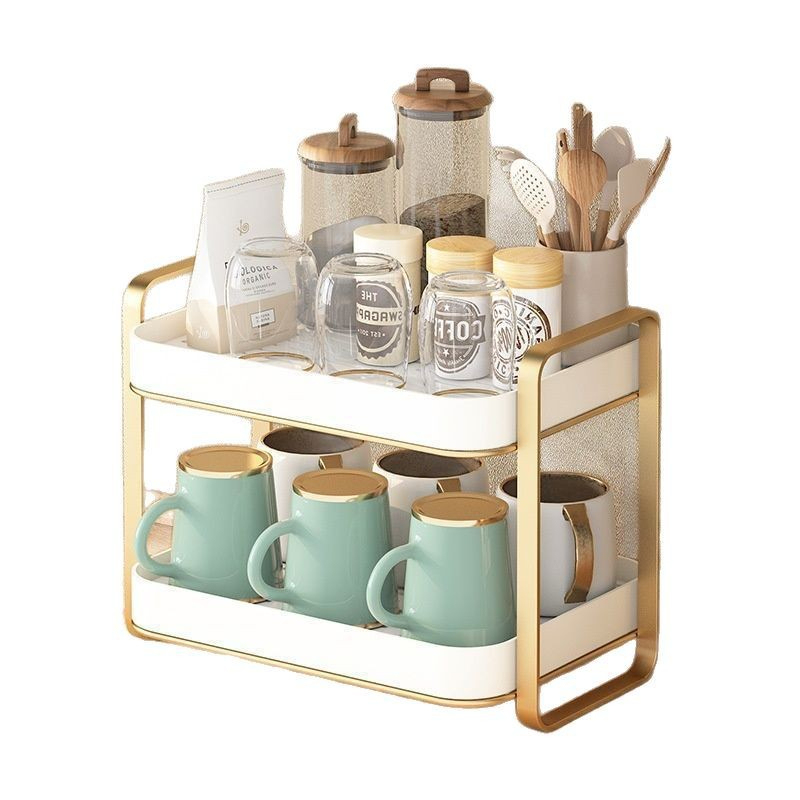 2 Tier Cup Organizer Rack Mug  - Desk Setup Shelf review and price