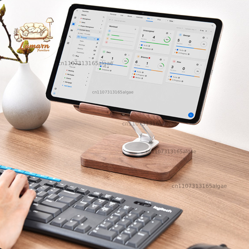 Black Walnut iPad Stand with 3 - Desk Setup With Ipad review and price