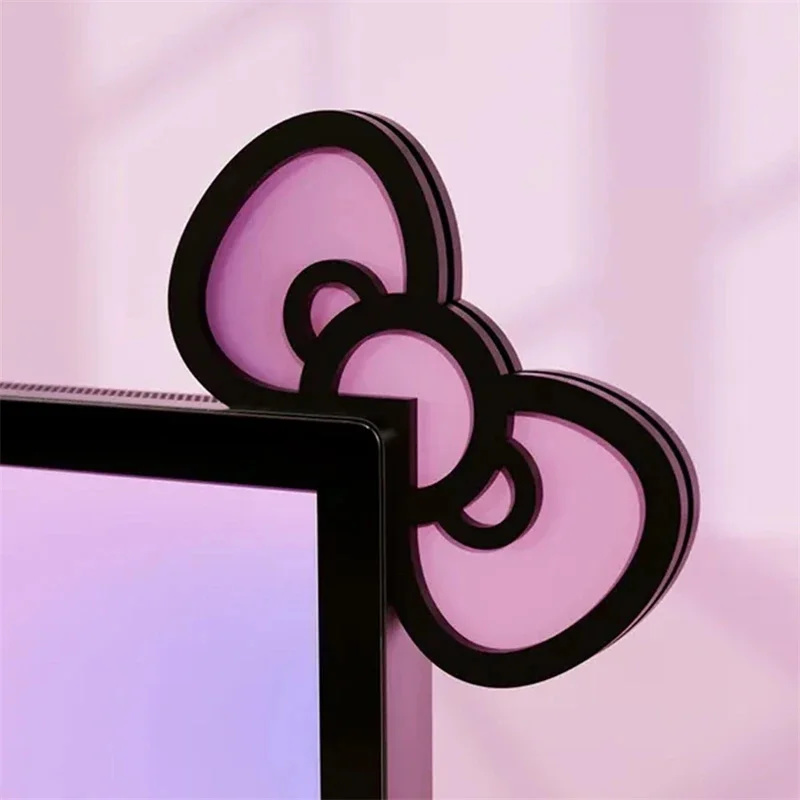 Kawaii Pink Acrylic Bow Monito - Desk Setup Wood review and price