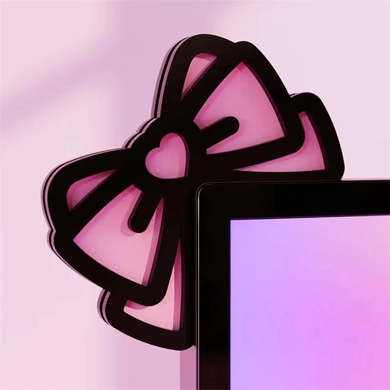 Kawaii Pink Acrylic Bow Monito - Desk Setup Wood review and price
