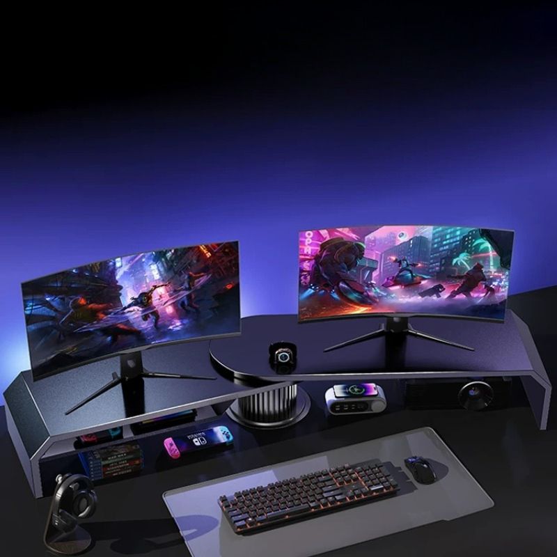 Gaming Dual Monitor Stand Offi - Desk Setup Laptop And Monitor review and price