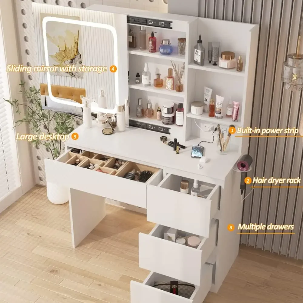 Make Up Vanity Desk with Charg - Desk Setup Charging Station review and price