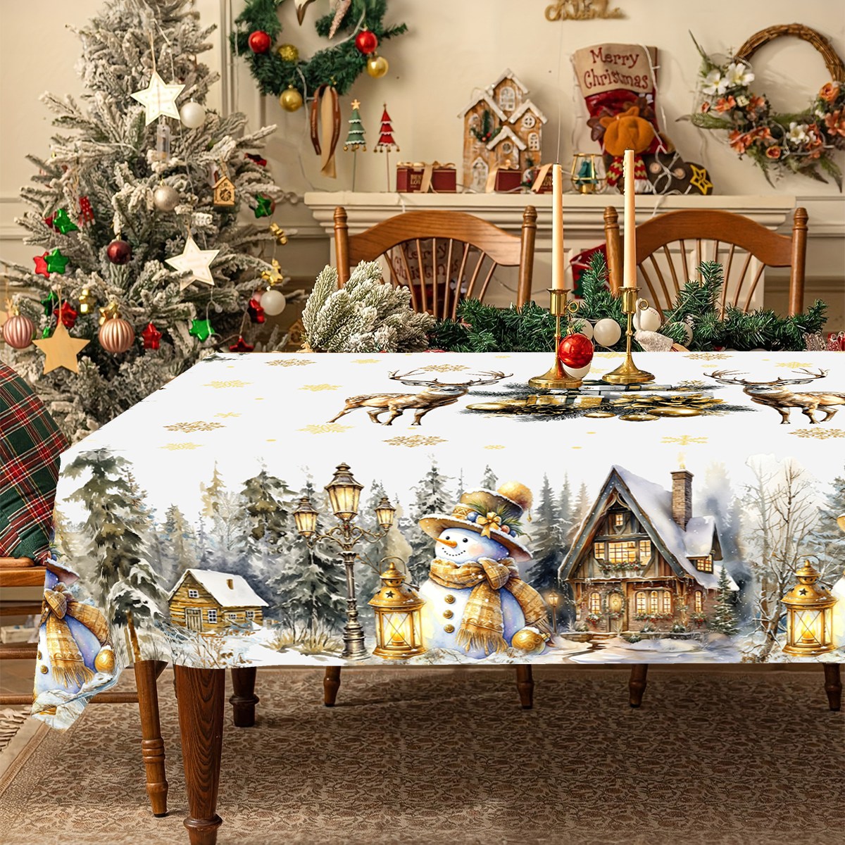 Merry Christmas White Golden T - Desk Setup Design review and price