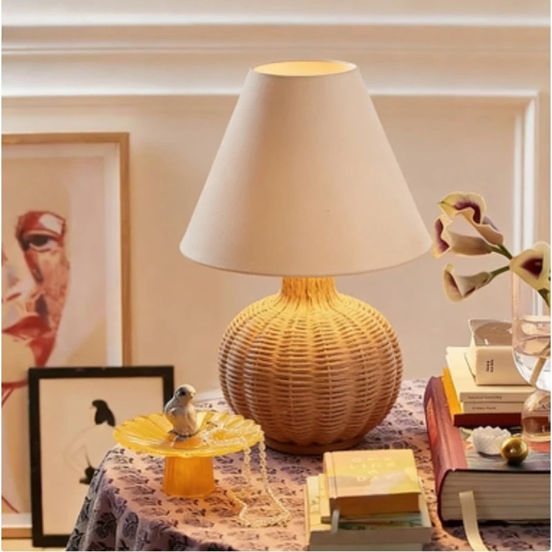 Wabi-sabi Vintage Rattan Table - Desk Setup Japan review and price