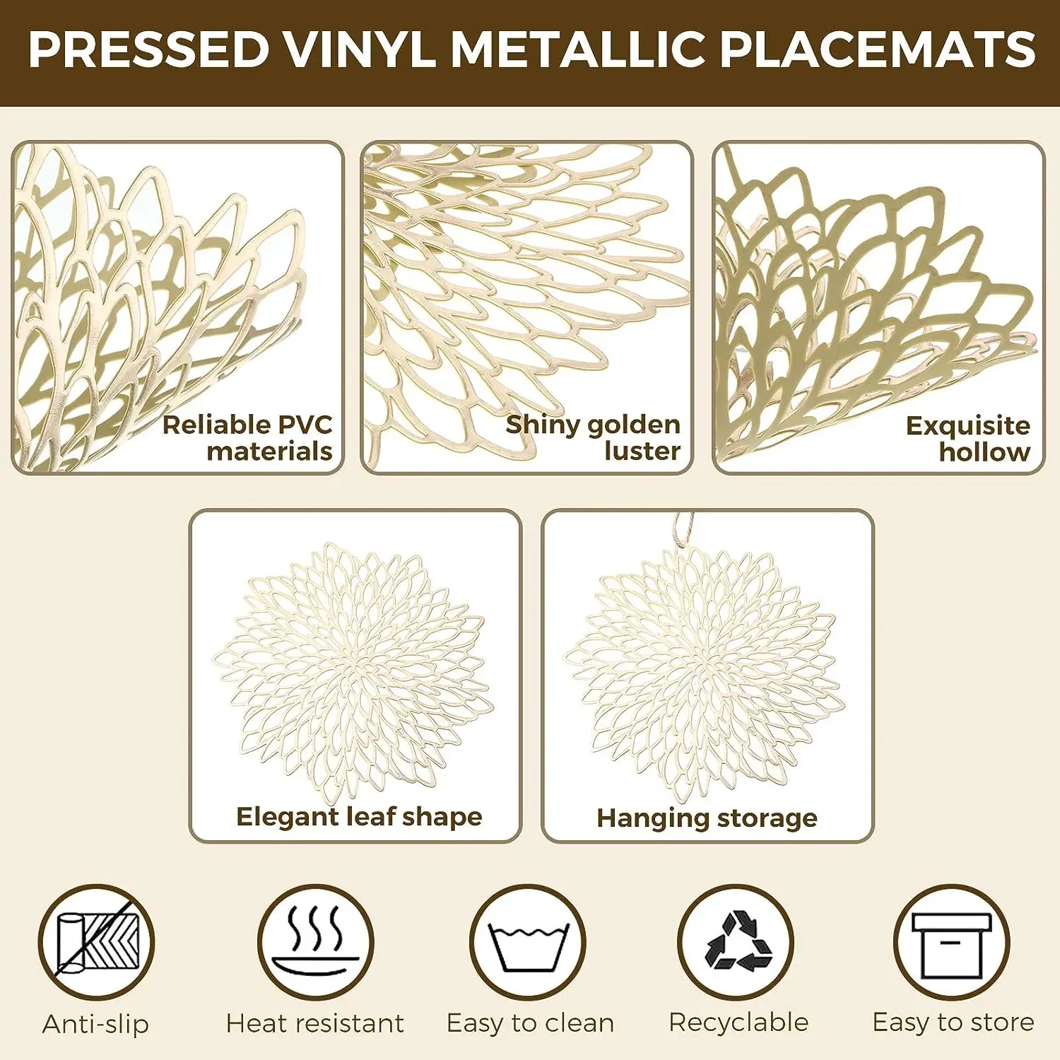 Set of 4 Metallic Placemats Se - Desk Setup Design review and price