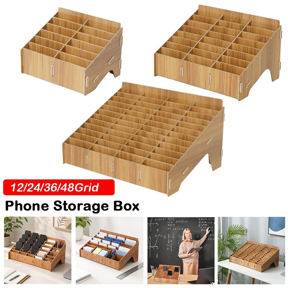 12/24/36/48Grid Phone Storage  - Desk Setup Wood review and price