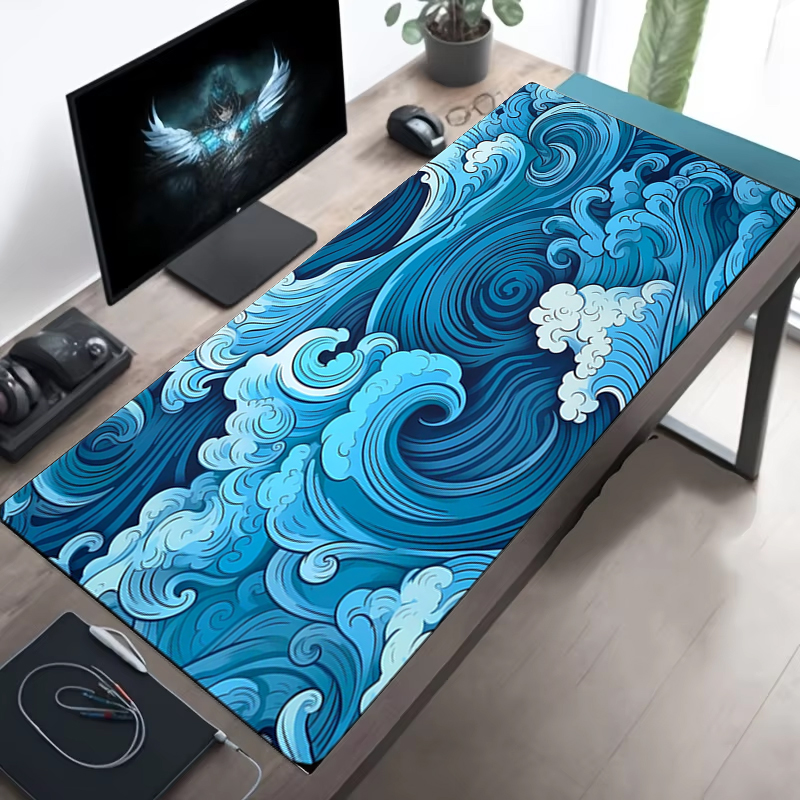 Japanese Blue Waves Mouse Pad  - Desk Setup Japan review and price